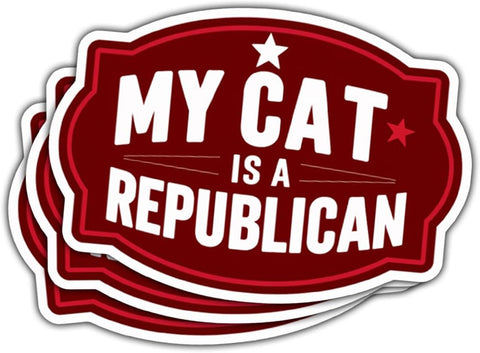 (3Pcs) My Cat is Republican Sticker, Republican Decal, Political Bumper Stickers Republican, Trump Bumper Sticker 2024 Sticker Die-Cut Waterproof for Water Bottle Phone Window Helmet Decal Gifts 5"