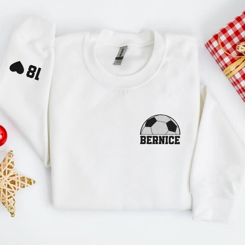 Intenprints Personalized Soccer Embroidered Sweatshirts, Soccer Shirt for Women and Men, Game Day Soccer, Soccer Team