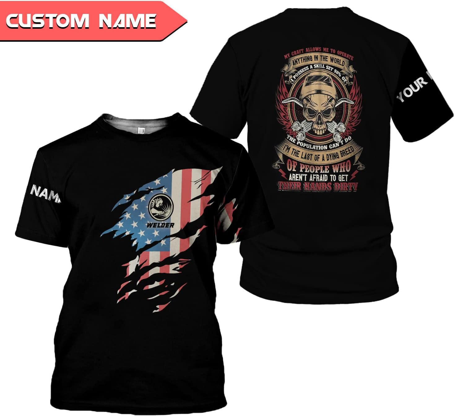 Personalized Welder Shirt Custom Welder Shirts Welding 3D T Shirts Welder Tshirt for Men and Women