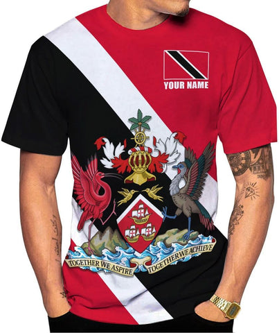 Artparel Personalized Trinidad and Tobago Shirt Trinidad and Tobago Coat of Arms Flag ShirtsTrinidad and Tobago Crest