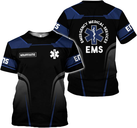 Custom EMS EMT Shirts Men Women, Personalized Paramedic Uniform Emergency Medical Technician Apparel, EMS Week Gifts