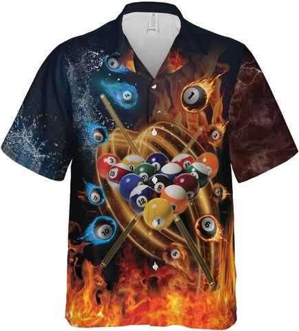 Personalized Billiard Hawaiian Shirt Button Down Custom Billiard Stick 8 Ball Pool Billiard Team Gift for Billiards