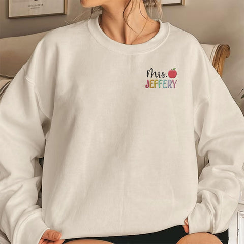 Suseaz Personalized Embroidered Teacher Sweatshirts For Women, Teach Sweatshirt, Teacher Holiday Sweatshirts Gift For Teacher