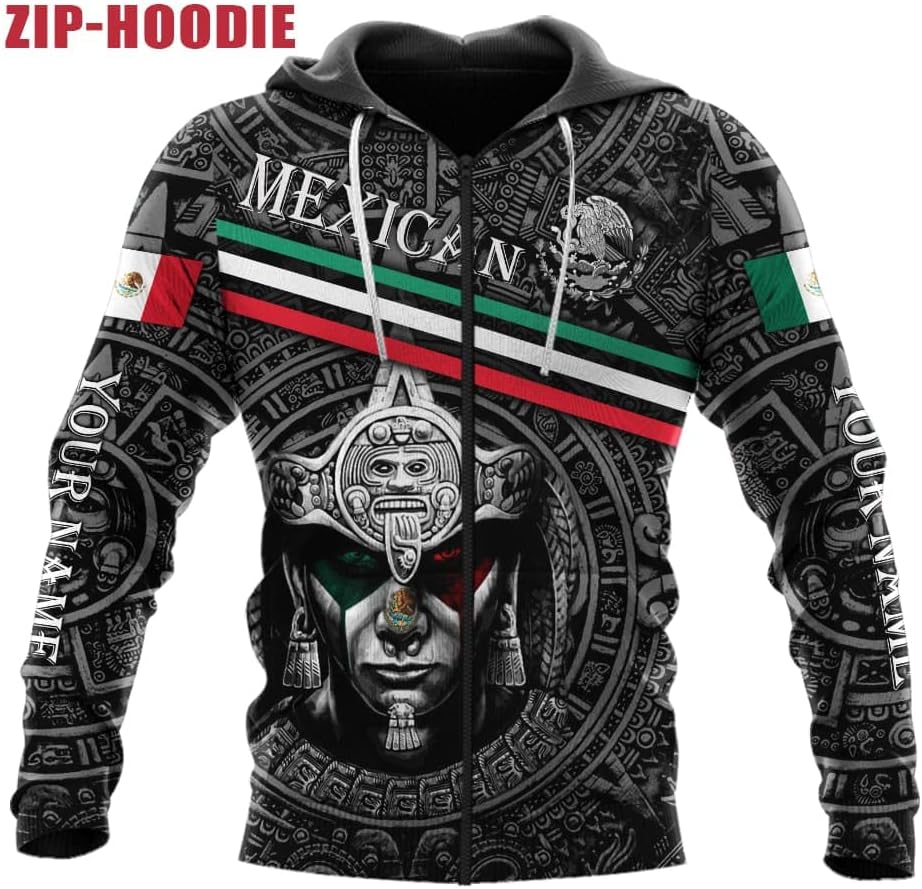 Personalized Name Aztec Hoodie Men, Unisex 3D Aztec Hoodies for Men and Women, Aztec Warrior Mexican Hoodie, Mexico hoodie