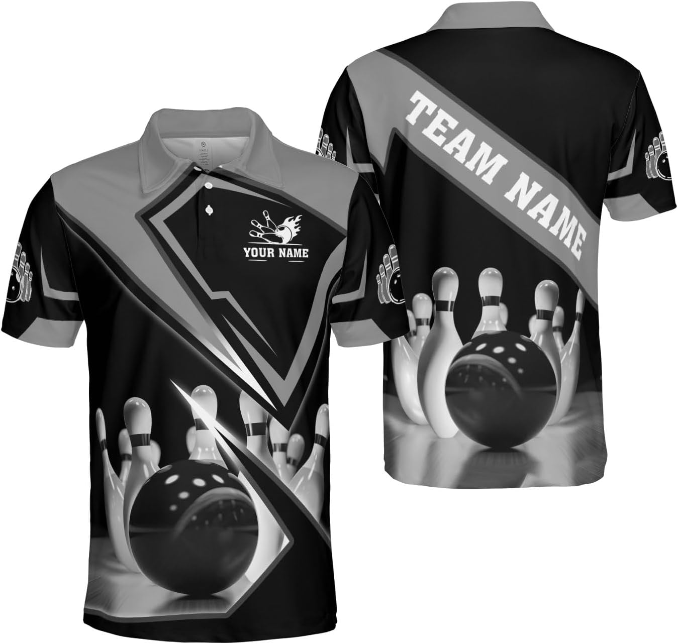 Ligthuy Personalized Name Bowling Polo Shirts 3D for Men and Women, Bowling Shirt, Bowling Shirts for Men Team Bowling Shirt