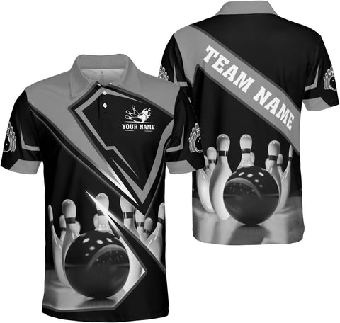 Ligthuy Personalized Name Bowling Polo Shirts 3D for Men and Women, Bowling Shirt, Bowling Shirts for Men Team Bowling Shirt