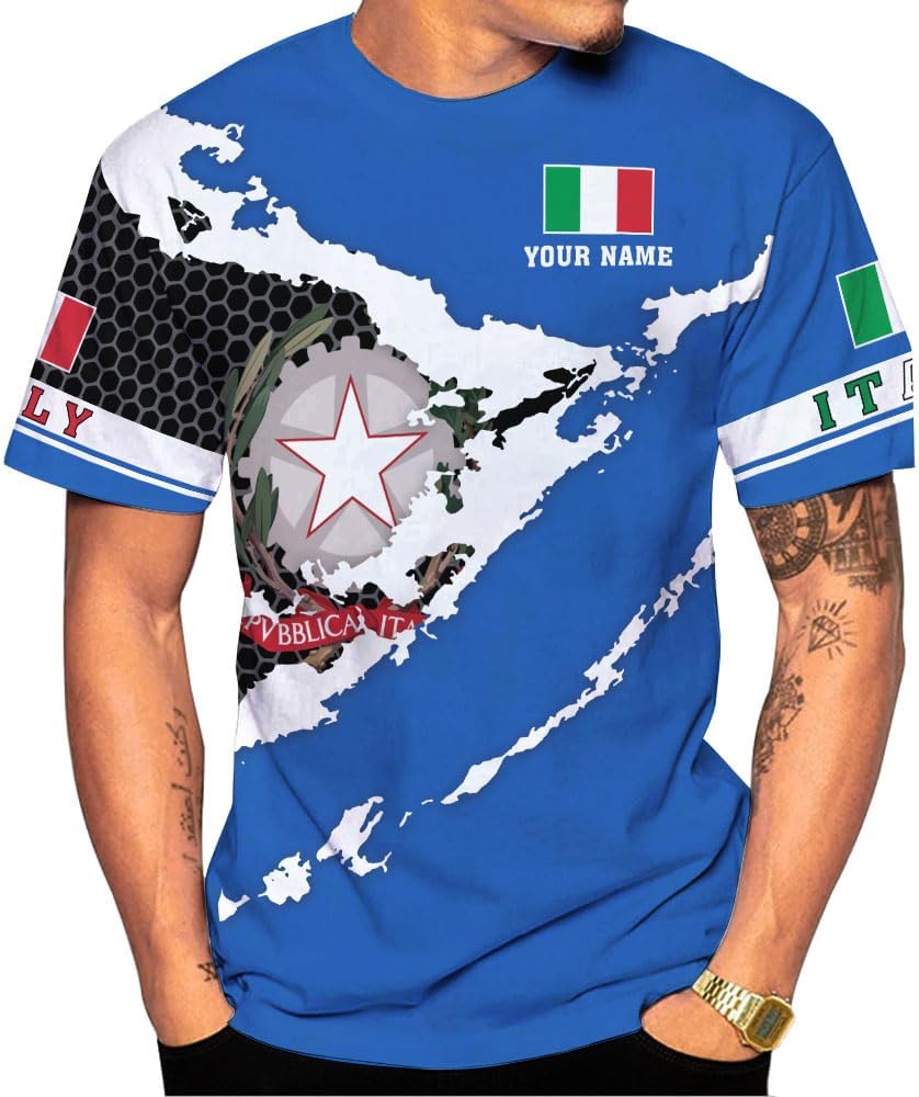 Mostprints Personalized Name Italy Shirt 3D, Custom Italian Shirt Flag for Men and Women, Italia Shirt Soccer Unisex Size