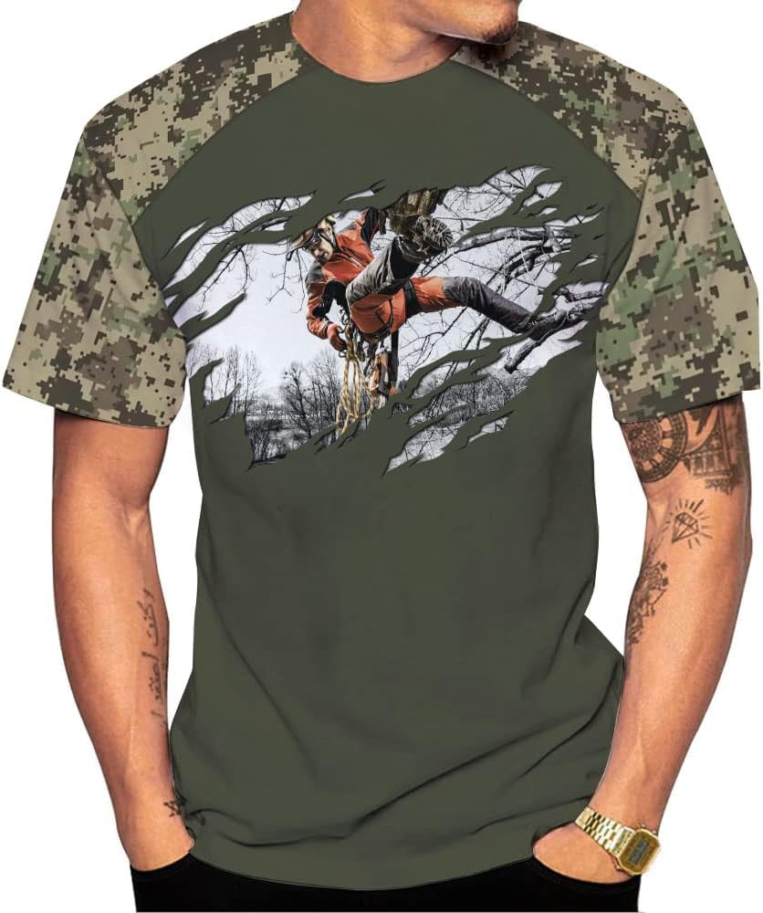 Personalized Arborist T-Shirt 3D, Woodworker Shirt, Mens Tree Climber Shirt