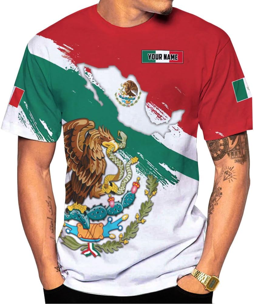 Royal Fight Personalized Mexico Shirts, Mexican Shirts for Men, Customized Mexico T-Shirt for Men, Mexico Eagle Flag Shirt