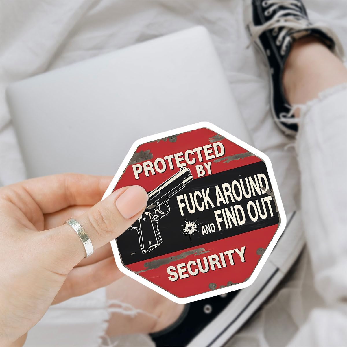 3 Pcs Fuck Around and Find Out Sticker, Protected by Fuck Around and Find Out Security Sign, FAFO Sticker, FAFO Security Sign- Vinyl Sticker 3 Inches for Water Bottles Laptop Phone Car Window Helmet