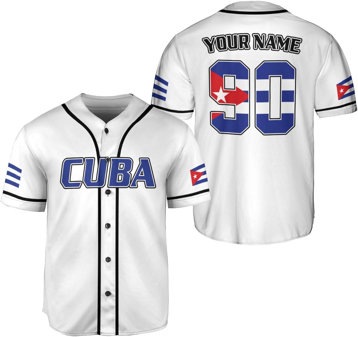 Podagree Personalized Cuba Baseball Shirt, Cuban Flag Jersey for Men and Women