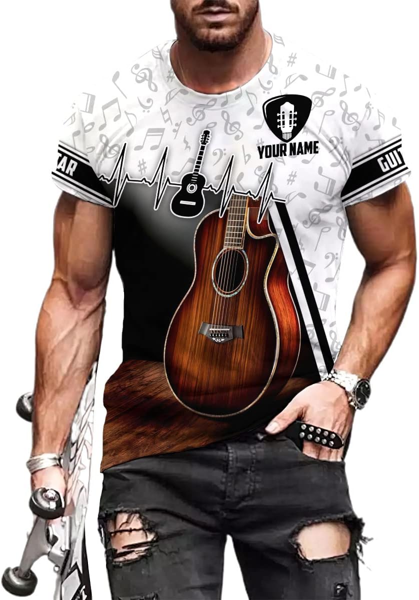 Custom Name Guitar Shirt 3D All Over Print, Guitar Shirts for Men, Unisex Guitar Shirts Music, Music Lover, Guitar Lover