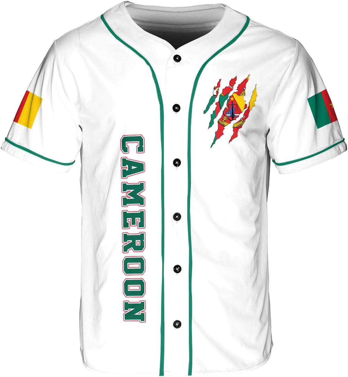 Leprints Personalized Cameroon Baseball Jersey, Cameroonian Soccer Shirt Cameroonian Pride Flag Cameroon Jersey Men Women