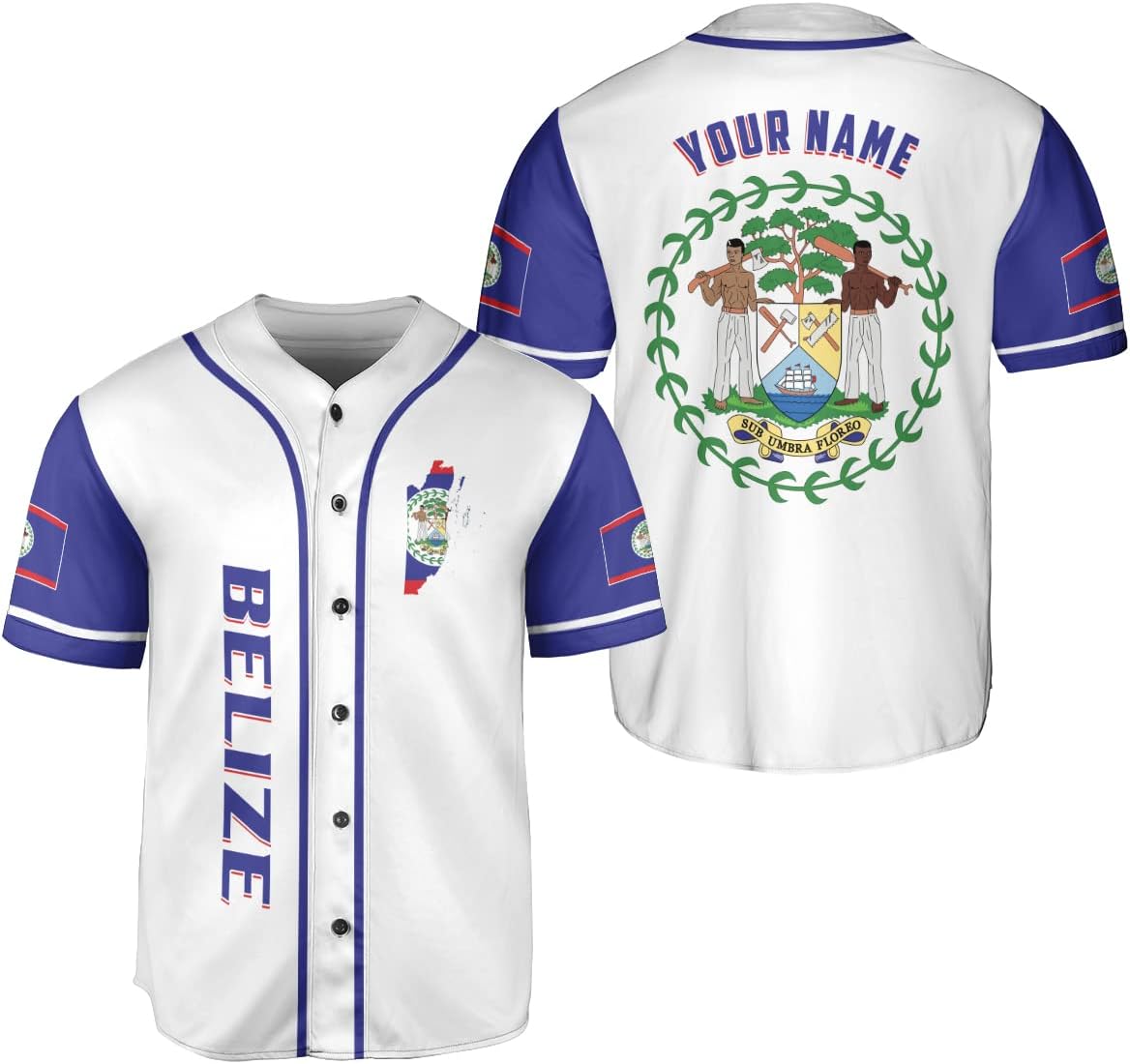 Podagree Personalized Belize Baseball Jersey Camisa Shirt, Belizean Flag Jersey, Belizean Pride Jersey for Men and Women