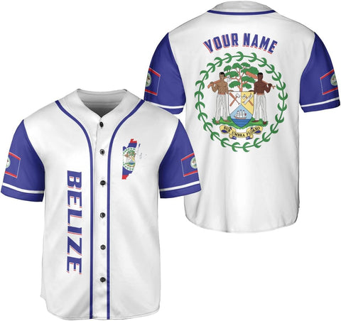 Podagree Personalized Belize Baseball Jersey Camisa Shirt, Belizean Flag Jersey, Belizean Pride Jersey for Men and Women