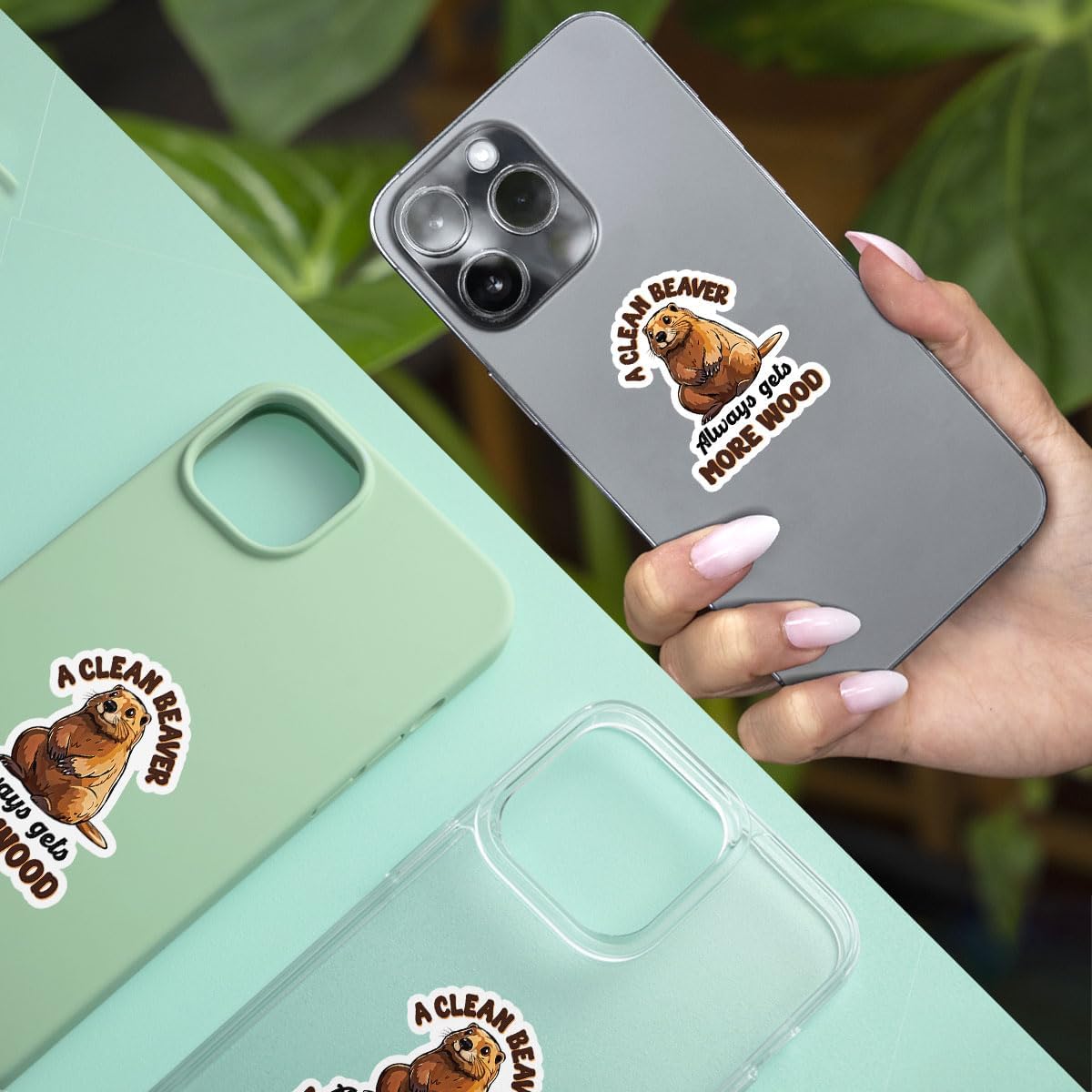 3Pcs A Clean Beaver Always Get More Wood Sticker Funny Beaver Stickers and Decals Clean Beaver Wood Decal a Clean Beaver Sarcastic Adult Humor Gift for Laptop Bottle Phone Car Hard Hat 3"x3"