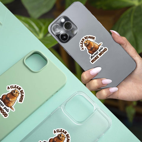 3Pcs A Clean Beaver Always Get More Wood Sticker Funny Beaver Stickers and Decals Clean Beaver Wood Decal a Clean Beaver Sarcastic Adult Humor Gift for Laptop Bottle Phone Car Hard Hat 3"x3"