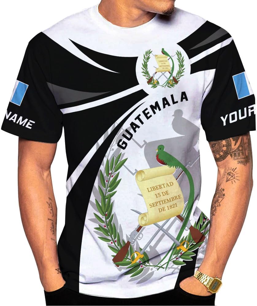 Mostprints Personalized Guatemala Shirt 3D Guatemala Camisas Guatemala Flag Shirts, Guatemalan Pride T-Shirt for Men Women