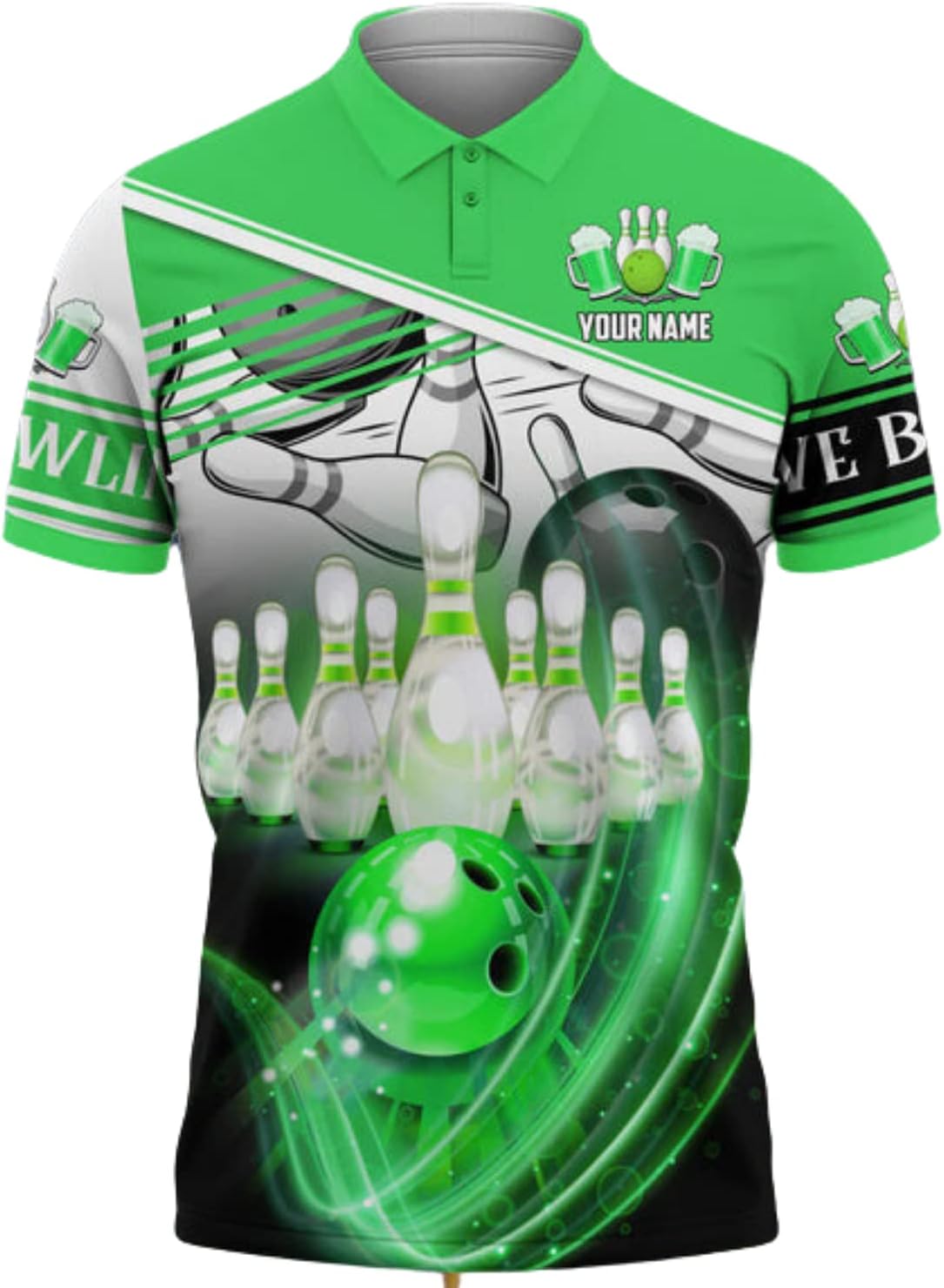Intenprints Custom 3D Bowling Polo Shirts Personalized Jersey Men Women Team Name Unisex Bowling Shirt Jerseys