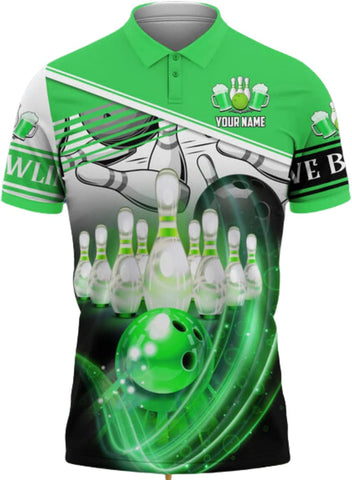 Intenprints Custom 3D Bowling Polo Shirts Personalized Jersey Men Women Team Name Unisex Bowling Shirt Jerseys