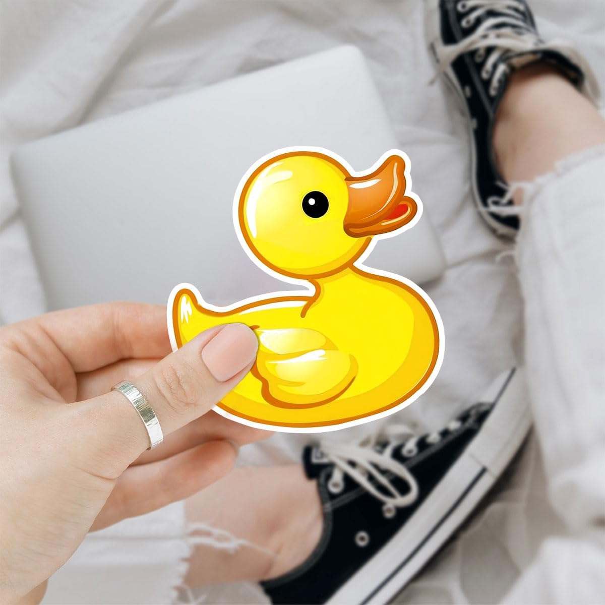 (3Pcs) Yellow Duck Sticker Funny Meme Cute Duck Decal, Duck Vinyl Sticker, Rubber Duck Sticker, Find The Duck Vinyl Sticker - Stickers for Laptop Water Bottle Phone Car Window Helmet 3 Inches (D2)