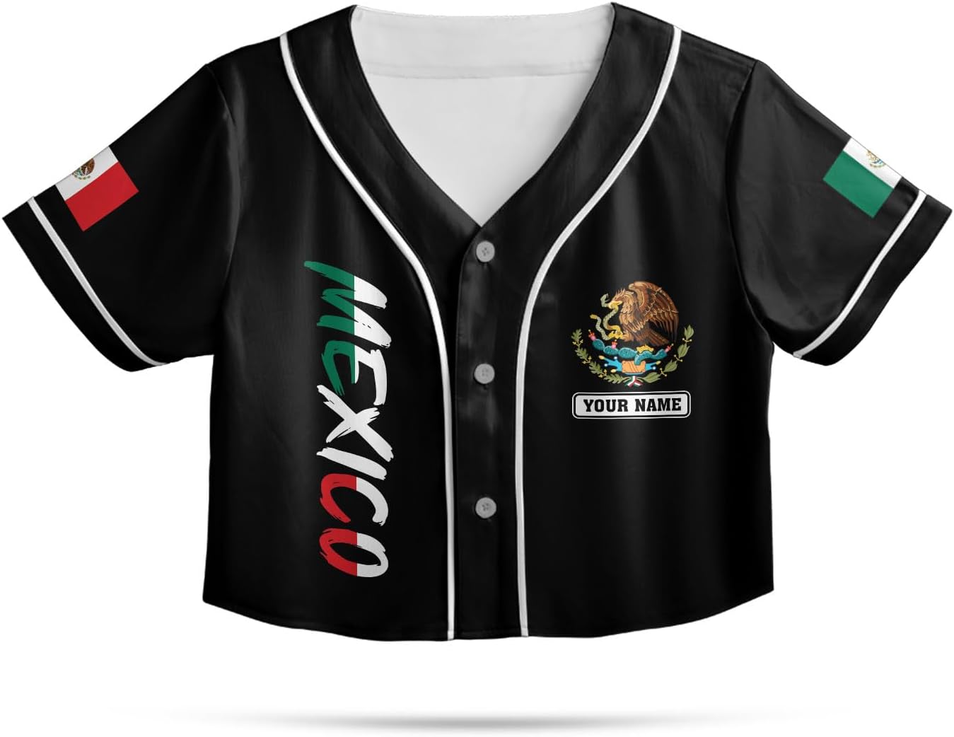 Custom Mexico Flag Crop Top Baseball Jersey Shirt Woman Playeras De Mexico 3D Personalized Mexican Jersey Shirts for Women