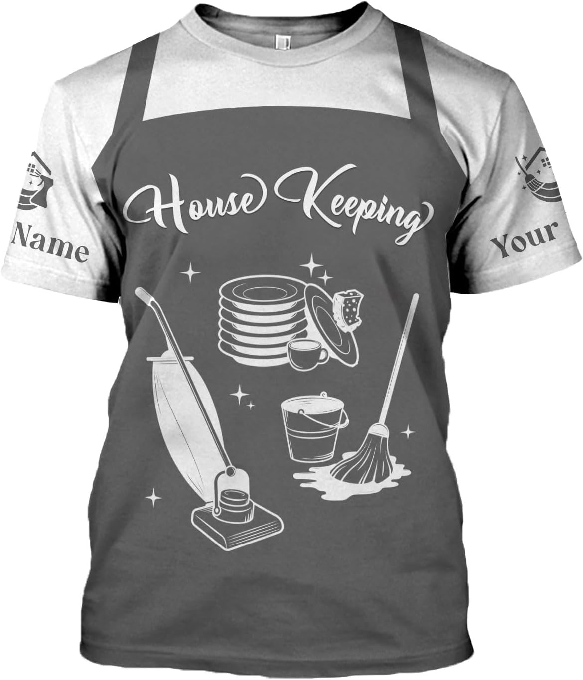 Personalized Housekeeping Shirts, Custom Cleaning Uniforms for Women 3D Cleaning Service Gifts Housekeeper Shirt Clean Lady