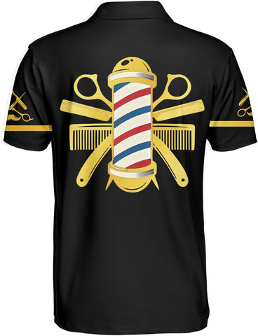 Custom 3D Barber Polo Shirt for Men Women Gift Personalized Hair Stylist Tee Barbershop Apparel Hairdresser Printed Uniform