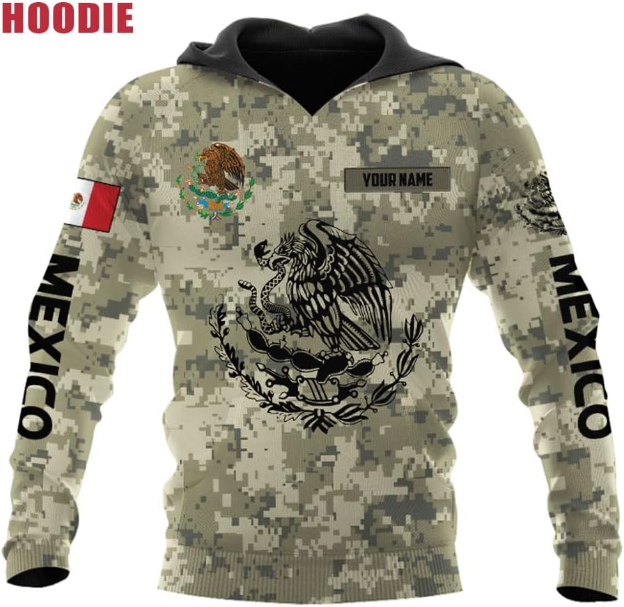 Mostefy Personalized Name Army Camo flag Mexican Mexico Unisex 3D All Over Printed Sportwear Hoodie, T Shirt, Zip Up Hoodie, Sweatshirt For Men Women Adult Full Size S-5XL (HD13)