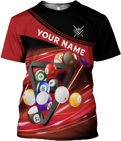 Pretyprints Personalized 3D Billiard Shirt Custom Name Men Women Team Apparel Pool 8 Ball Flag Tshirt Billiards Shirts Gift