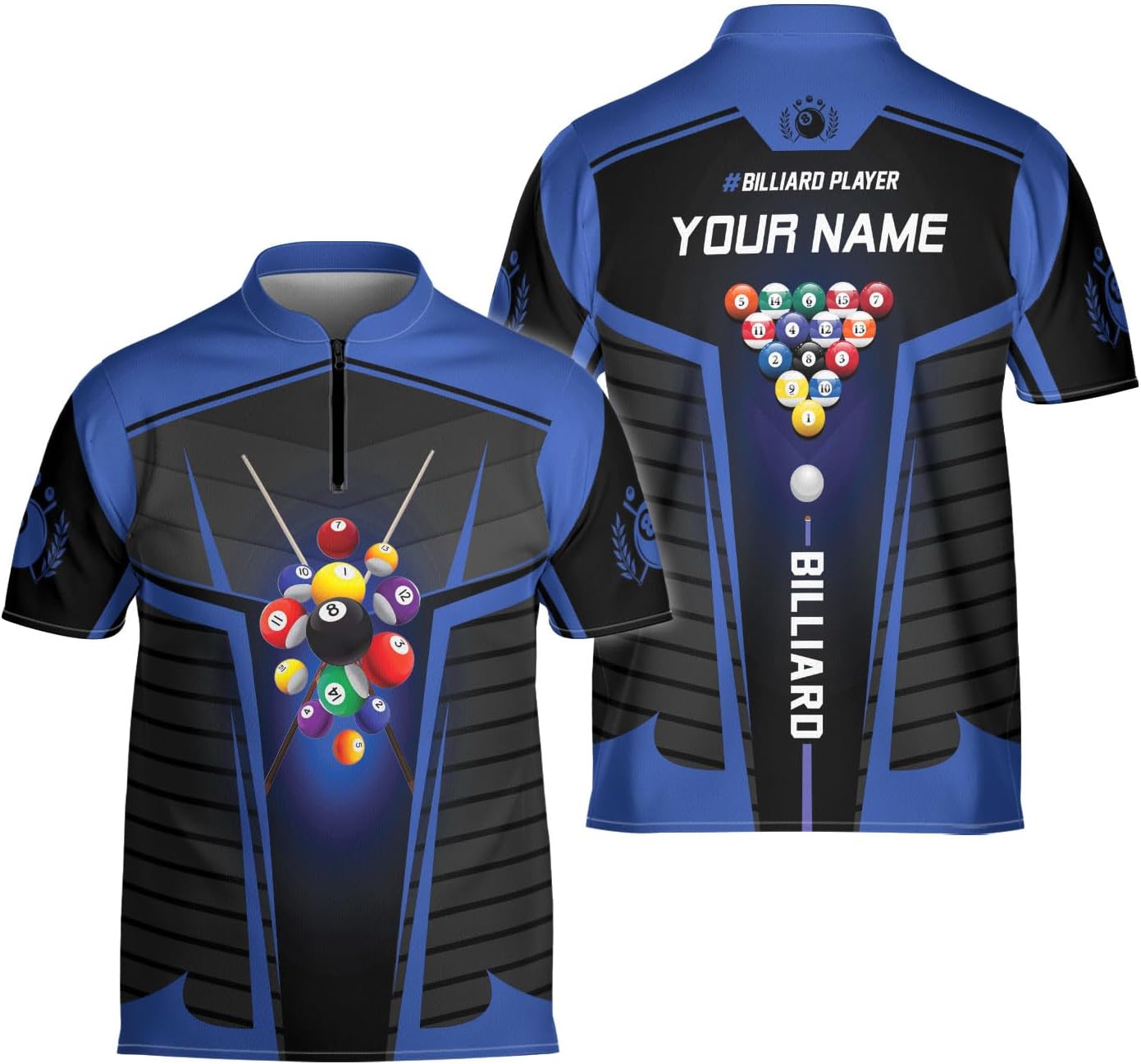 Artparel Personalized Billiard Jersey 3D Billiard Shirts for Men Billiard Bowling Jersey Billiards 9 Ball Pool Shirts for Men