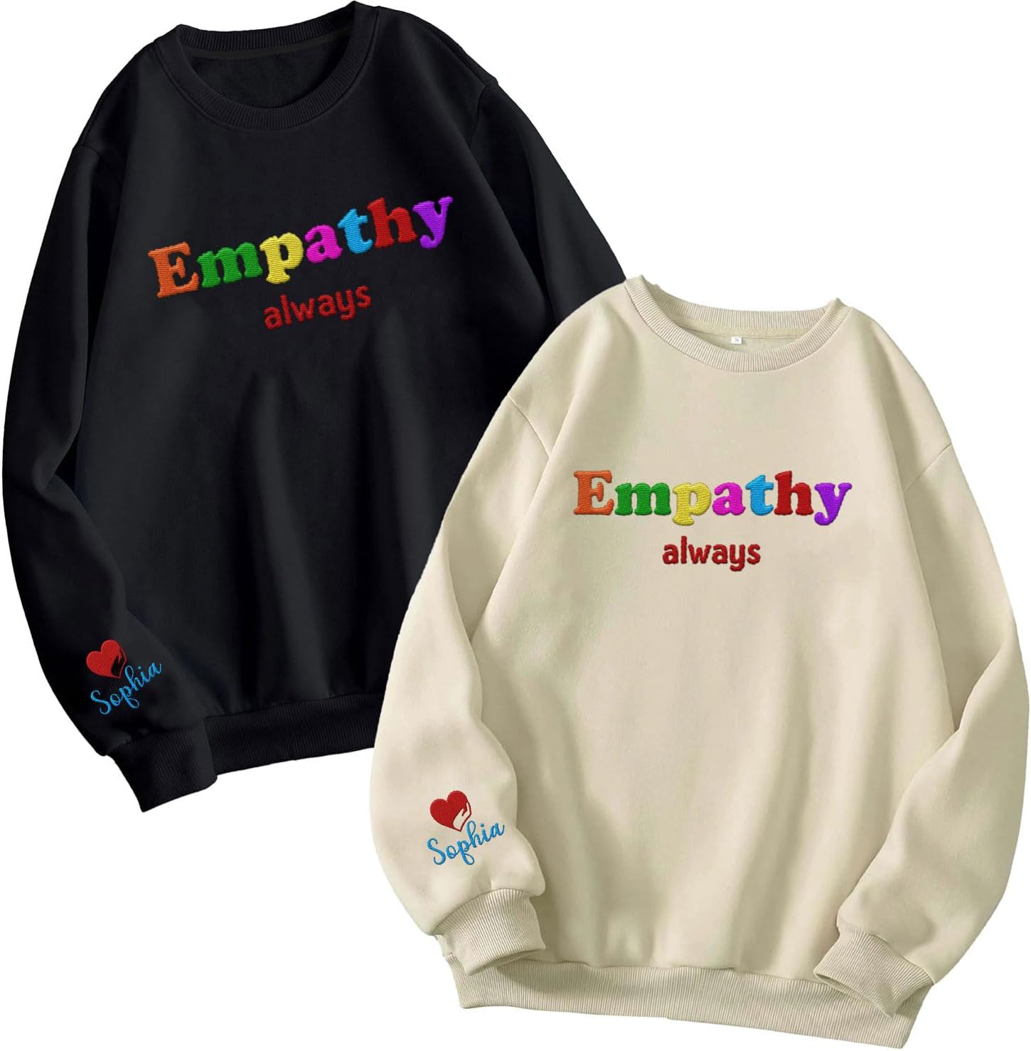Custom Choose Empathy Embroidered Sweatshirt for Women's Sympathy Crewneck T-Shirts for Kindness and Mental Health Awareness