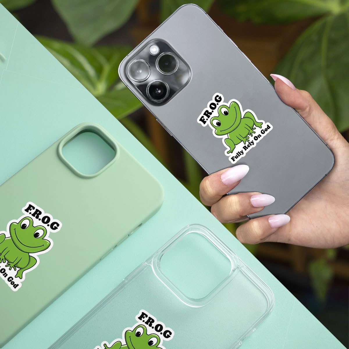 3Pcs Fully Rely On God Frog Sticker Funny God Christian Fully Rely On God Stickers Cute Frog Stickers Gift Fully Rely on god Frog Gifts Religious Bible Decal for Laptop Phone Car Hard Hat 3"x3"