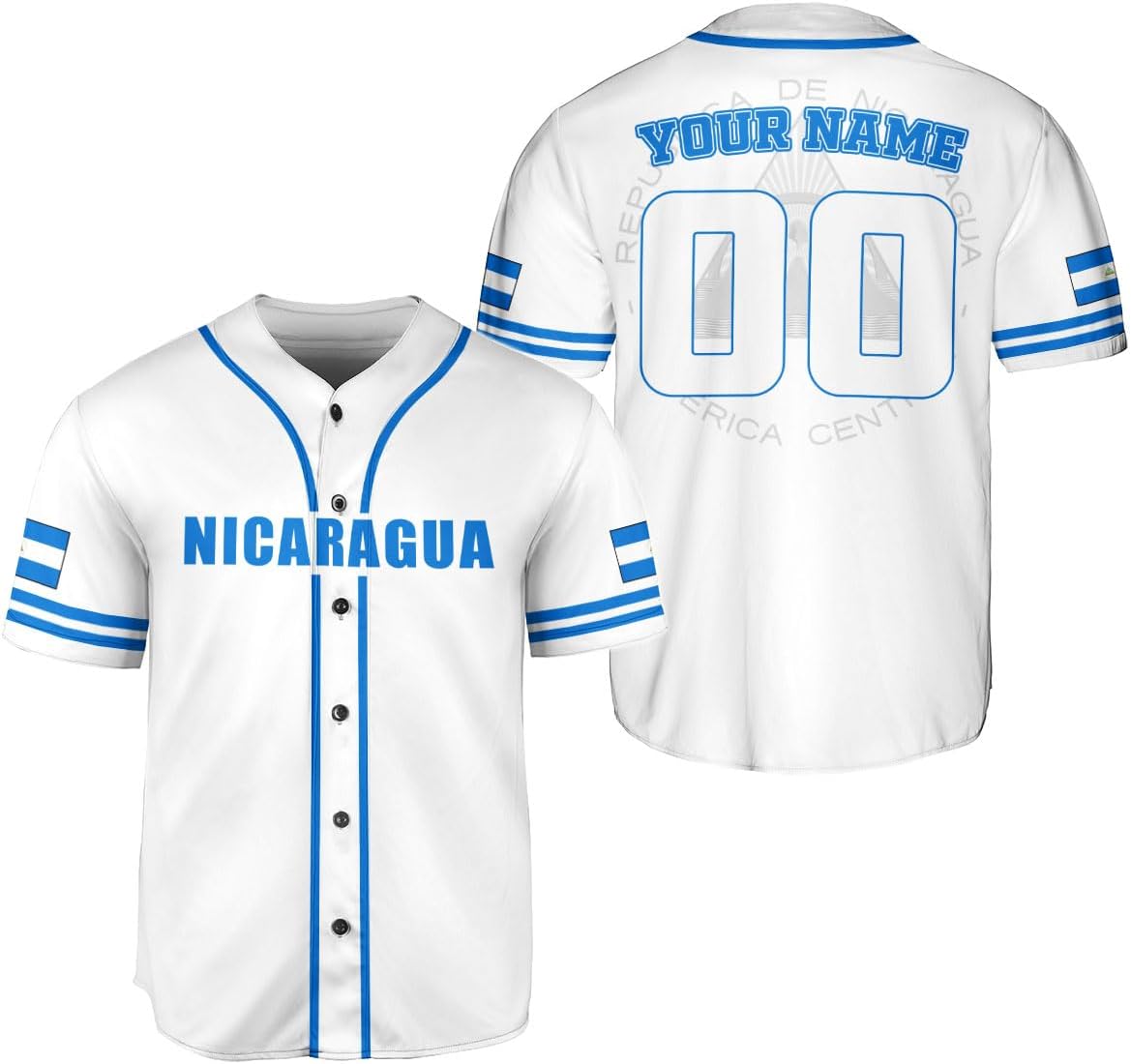 Podagree Personalized Nicaragua Baseball Jersey Shirt Name Nicaraguan Baseball Jersey for Men & Women Nicaraguan Camisas