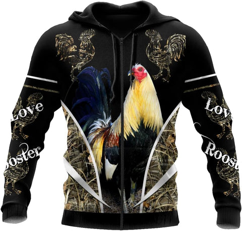 Rooster 3D Unisex Hoodie, T Shirt, Zip Up Hoodie, Sweatshirt for Men AD1247 Multicolor