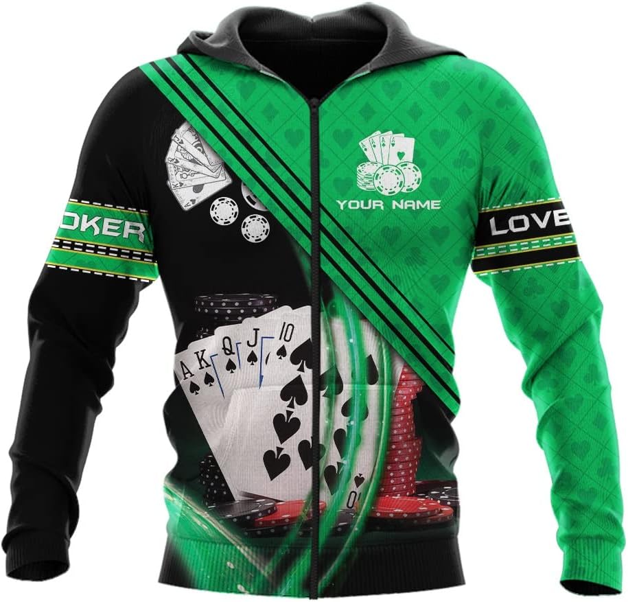 Personalized Poker Shirt, Poker Player Shirt, Funny Casino Poker Pattern 3D Over Print, Unisex Poker Tshirt Men Women