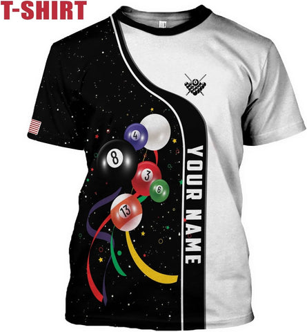 Pretyprints Personalized 3D Billiard Shirt Custom Name Men Women Team Apparel Pool 8 Ball Flag Tshirt Billiards Shirts Gift