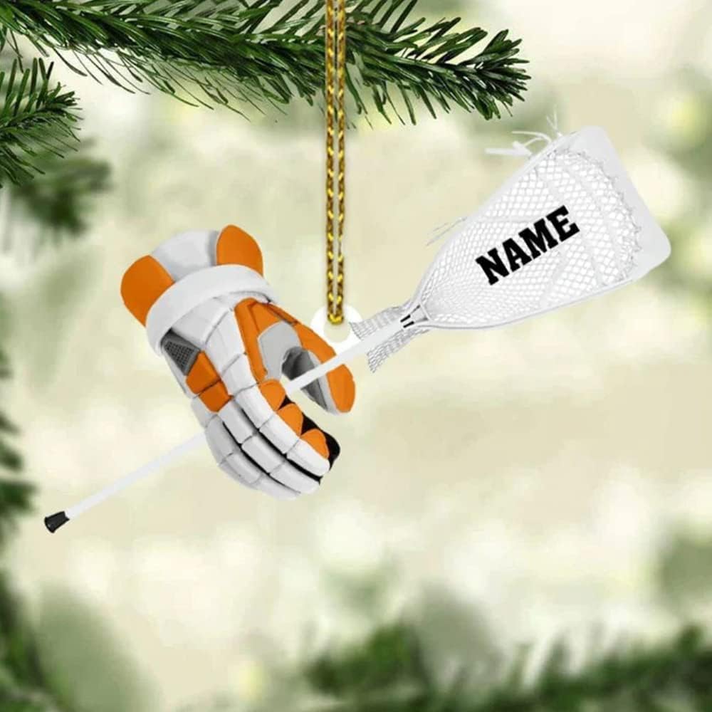 HomeDesign Personalized Lacrosse Ornament, Lacrosse Amor Shape Flat Ornament, Lacrosse Helmet Ornaments, Gifts for Lacrosse Lovers, Lacrosse Players, Lacrosse Christmas Ornament (LA 3)