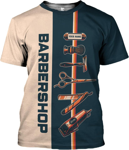 AOVL Personalized Name Barber Shirts Barber Shirt 3D for Men Custom Barber Shirt for Men Women Barber Shop Shirt Gift Barber