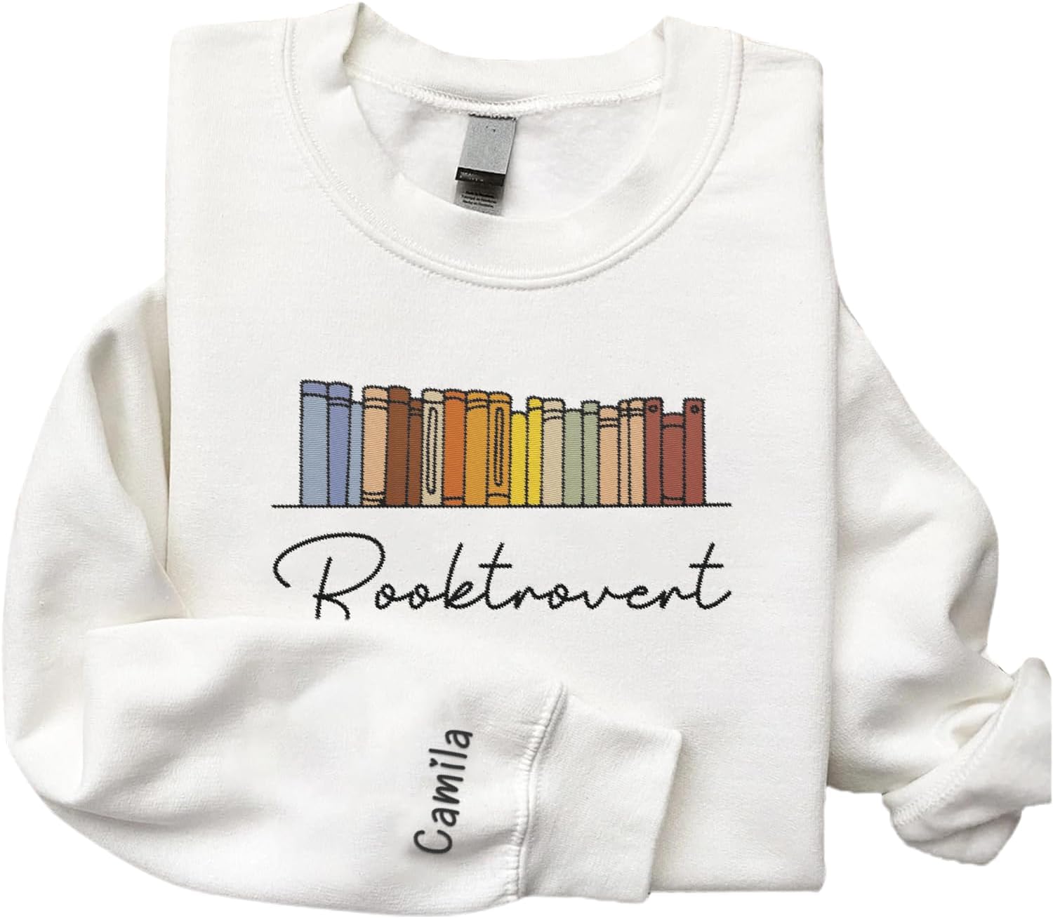 Personalized Embroidered Book Sweatshirts For Women, Book Lover Sweatshirt, Book Sweatshirt, Book Tshirts Women (Cotton, Book 4), Small-5X-Large