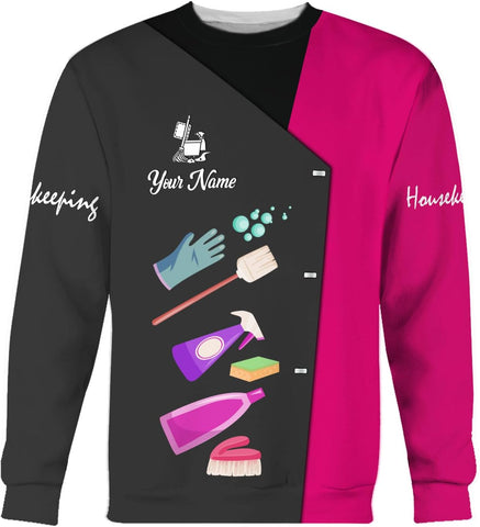 Personalized Housekeeping Shirt 3D All Print Cleaning Service Tshirt Gifts for Housekeeper, House Cleaning Uniforms for Women