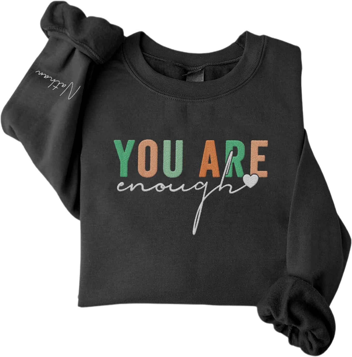 MAPrints Personalized You Are Enough Embroidered Sweatshirt Women Mental Health Sweatshirt You Are Enough Motivational Hoodie