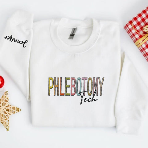 Custom Phlebotomy Technician Embroidered Sweatshirts, Phlebotomy Tech Hoodie, Phlebotomy T-shirts Gift For New Phlebotomist