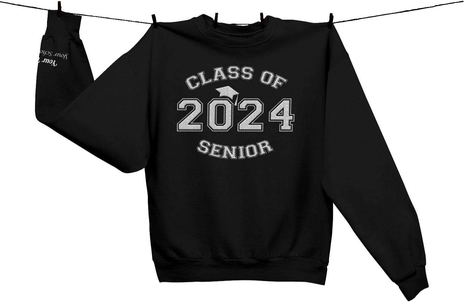MAPrints Personalized Senior 2024 Embroidered Sweatshirt, Graduation 2024 Class Of 2024 Senior Class Of 2024 Graduation Shirt