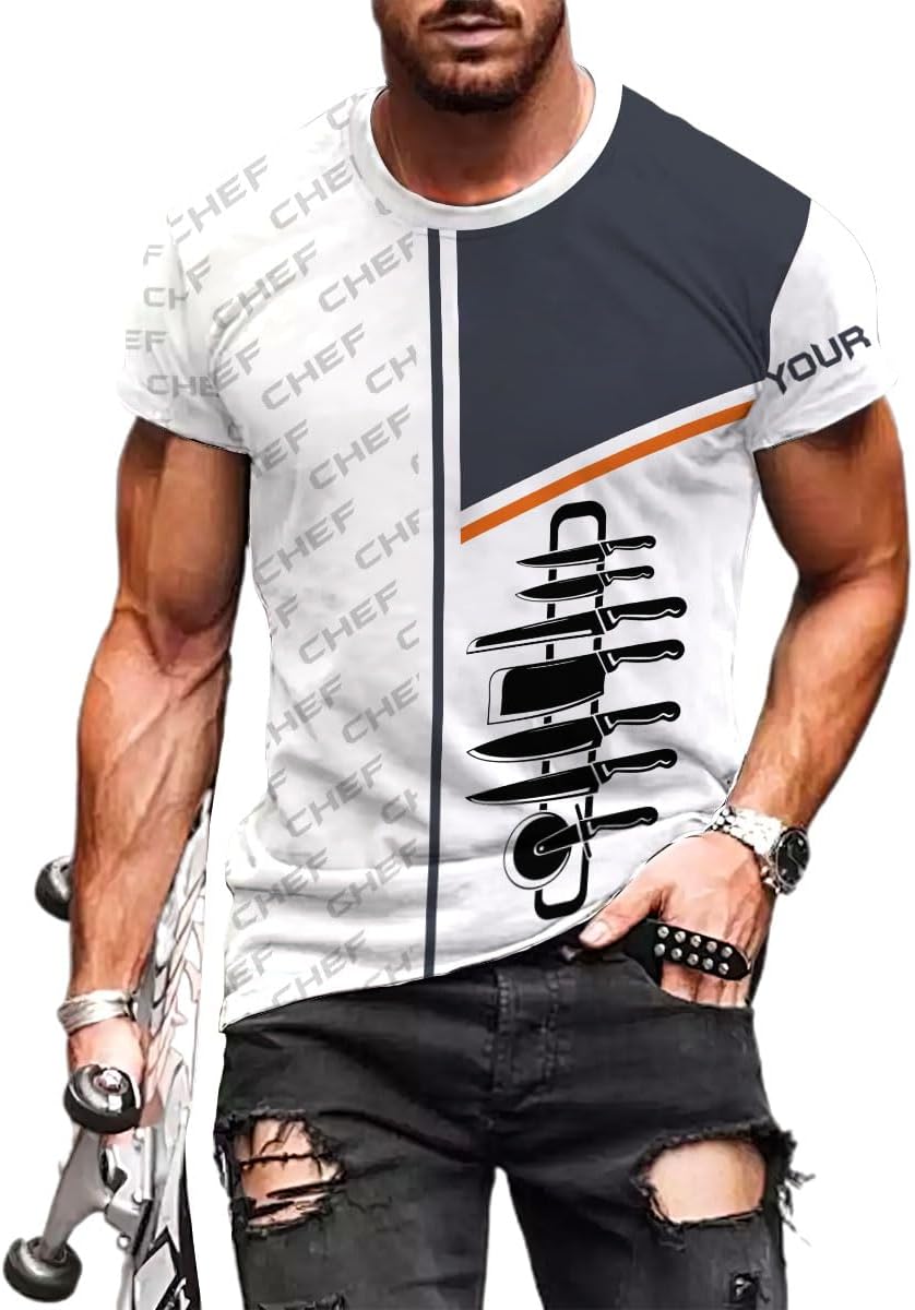 Custom Chef Shirt Chef Shirts for Men Gifts for Master Chef Lovers Custom Chef T Shirts for Men Funny 3D Chef Shirts for Men