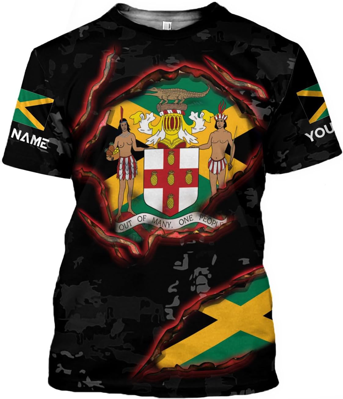 Ligthuy Personalized Jamaica Shirt 3D, Custom Jamaica Flag Lion Shirt for Men and Women, Jamaican Pride T-Shirt Unisex