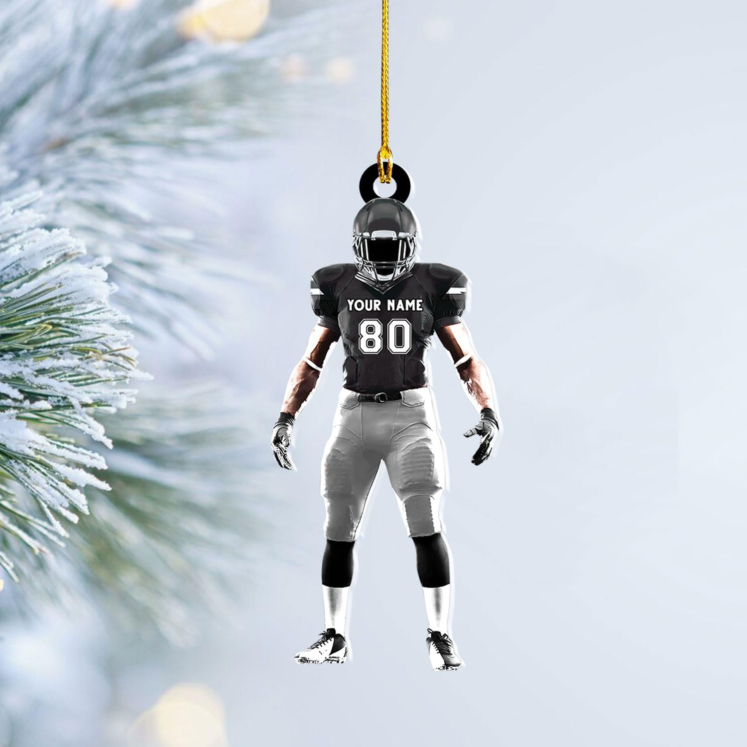 RoyalBro Personalized Football Ornaments 2023, Customized American Football Christmas Ornament, Football Ornament Christmas Tree Hanging Ornament Pine Tree Decorations (F4)