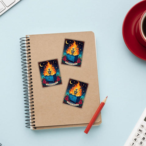 (3Pcs) The Emotional Dumpster Fire Tarot Sticker, This Little Light of Mine Dumpster Fire Sticker, Emotional Support Funny Gifts - Stickers for Laptop Water Bottle Phone Car Window Helmet 3"