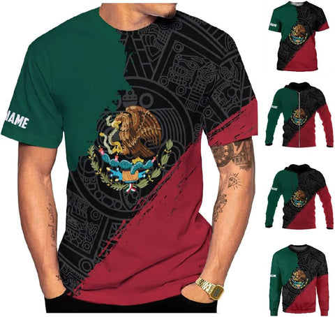 Personalized Mexican Shirts for Men 3D Customized Mexico Shirts for Men Mexico Shirts for Women Mexico Flag Shirt (HD175)