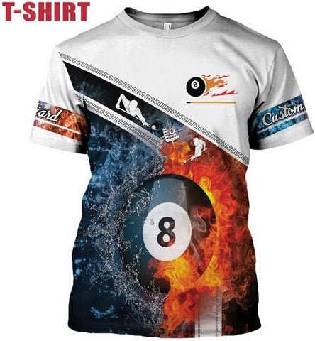 AOVL Personalized Billiard Shirts 3D Billiard Shirt Custom Billiard Flag Shirt Men's Pool Billiards Shirt 8 Ball Men Women